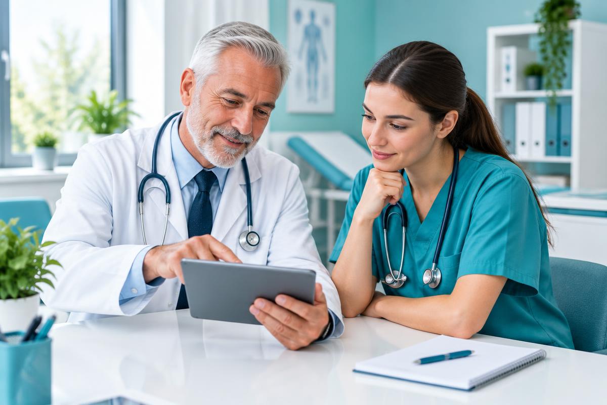 Doctor mentoring a healthcare student
